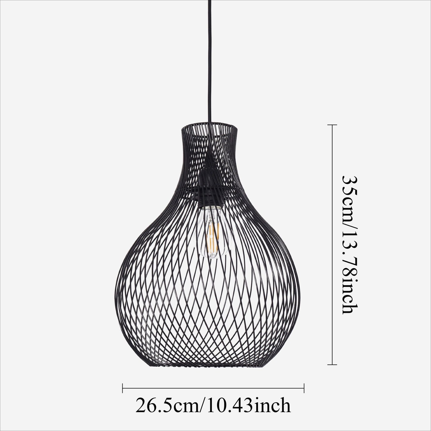 Lightsin Minimalist Black Wire Cage Pendant Light for Home Decor Lightsin UK