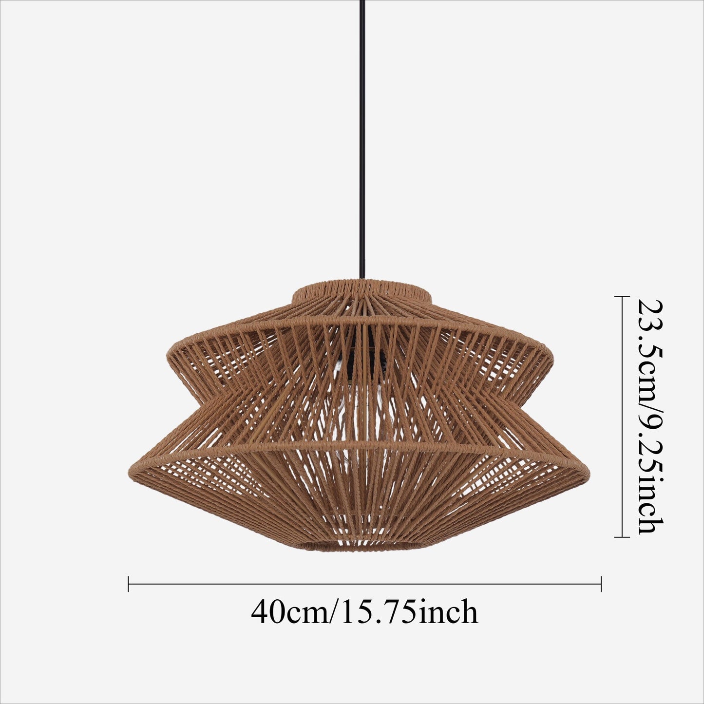 Lightsin Khaki Handwoven Paper Rope Pendant Light with Iron Frame Lightsin UK