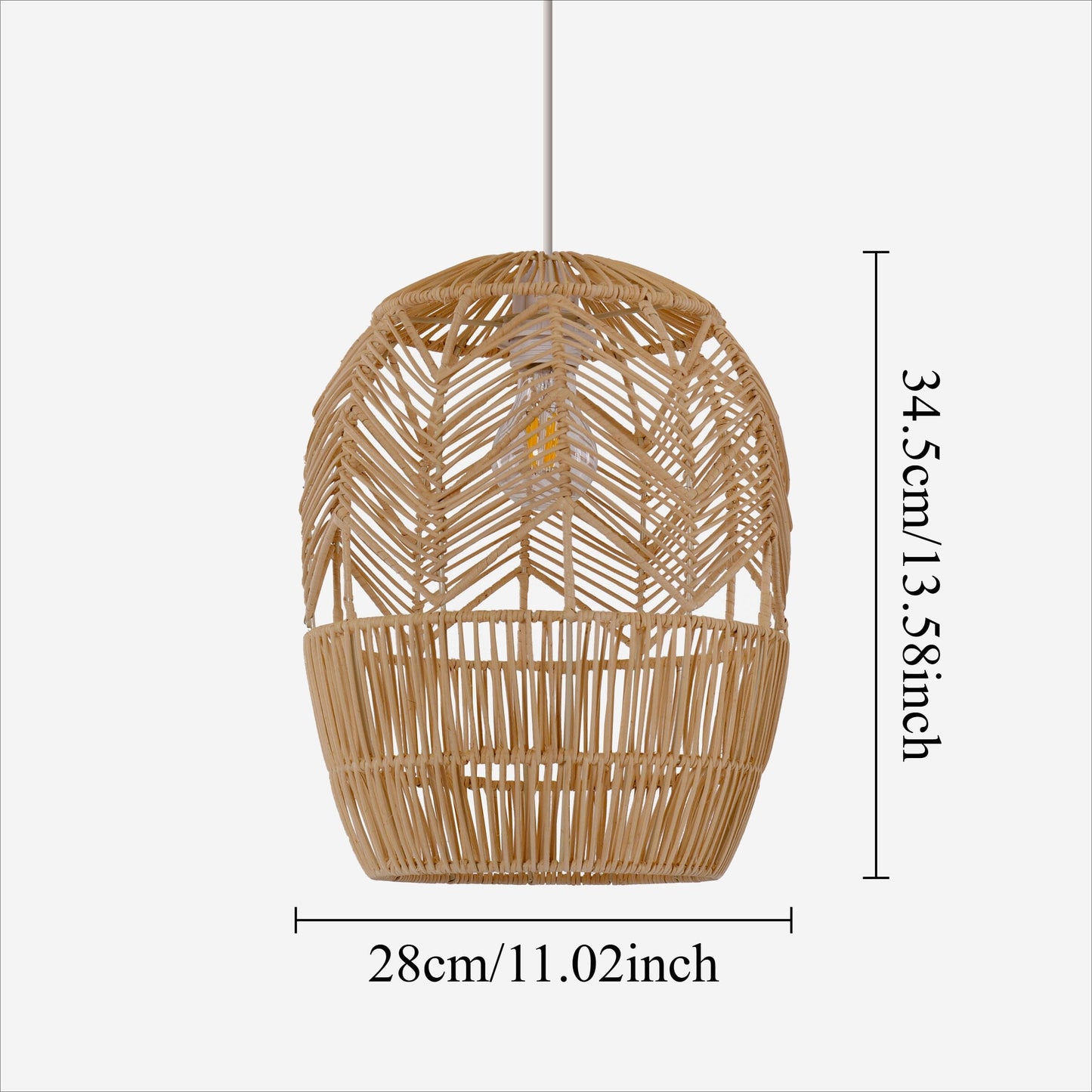 Lightsin Japanese-style Oval Rattan Pendant Light Lightsin UK