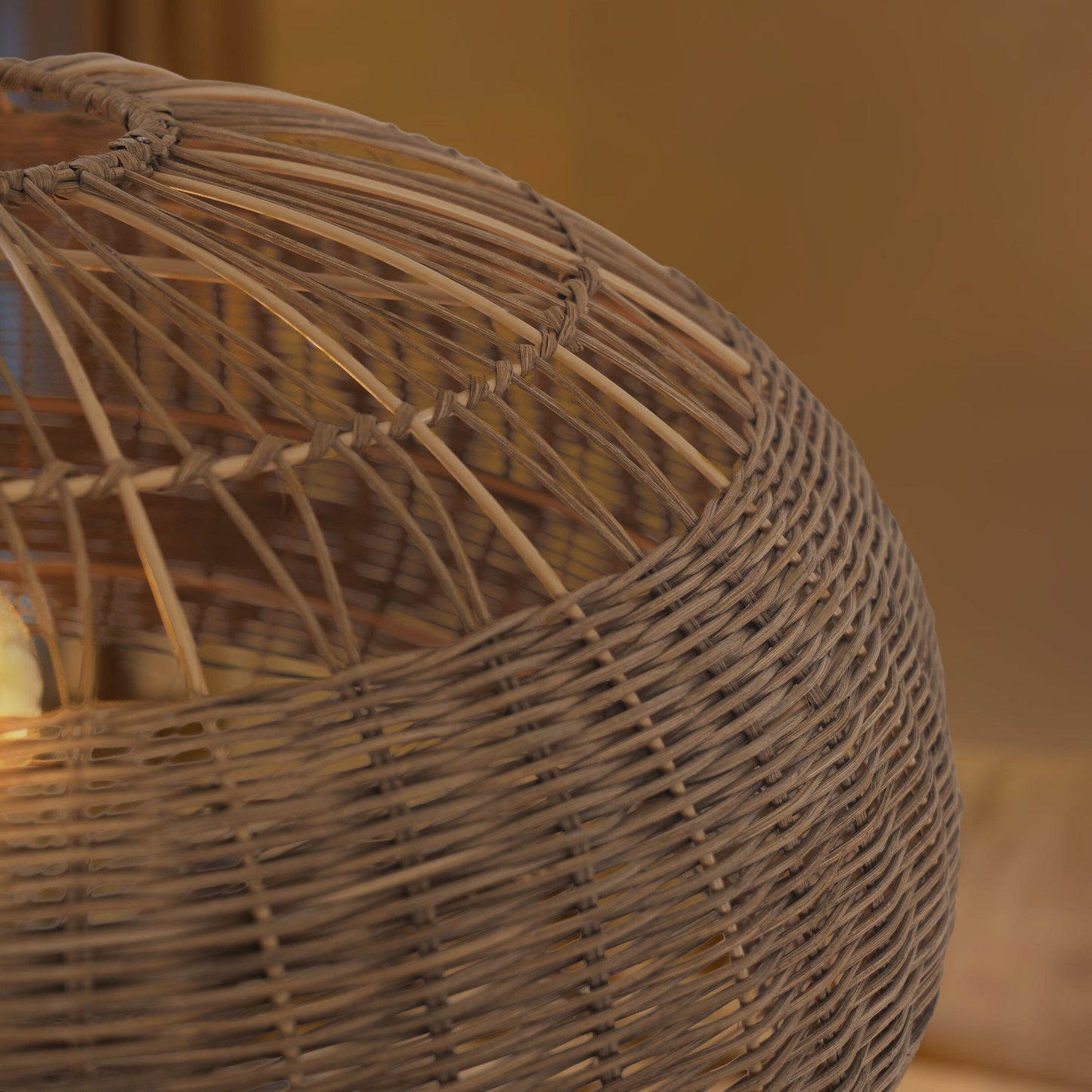 Lightsin Handcrafted Rattan Pendant Light in Flat Round Basket Shape Lightsin UK