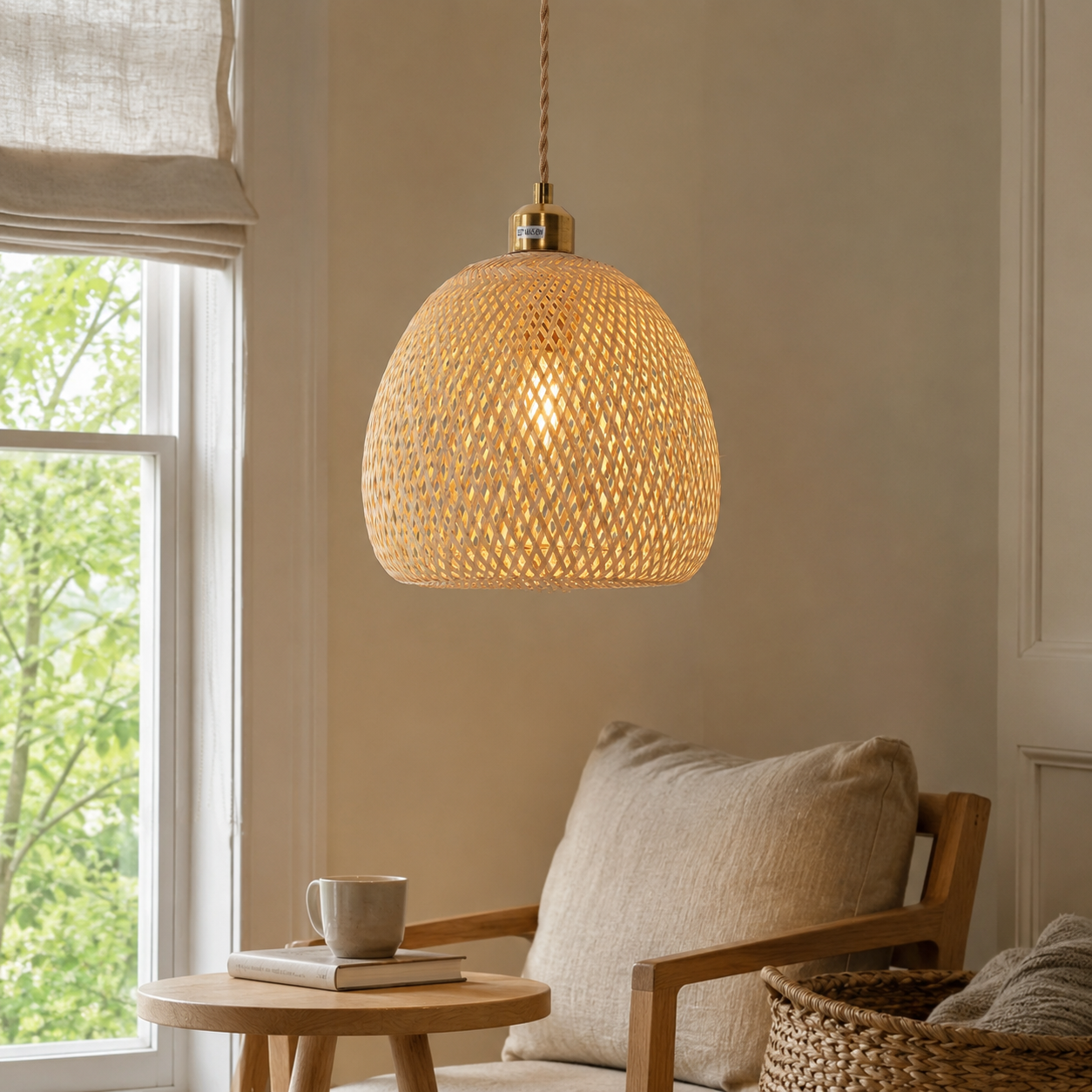 Handwoven Bamboo Pendant Light – Natural, Eco-Friendly Lighting for Cozy Spaces