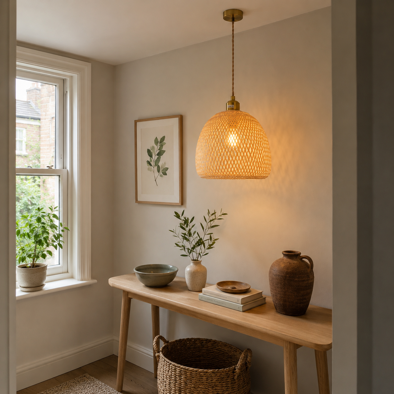 Handwoven Bamboo Pendant Light – Natural, Eco-Friendly Lighting for Cozy Spaces