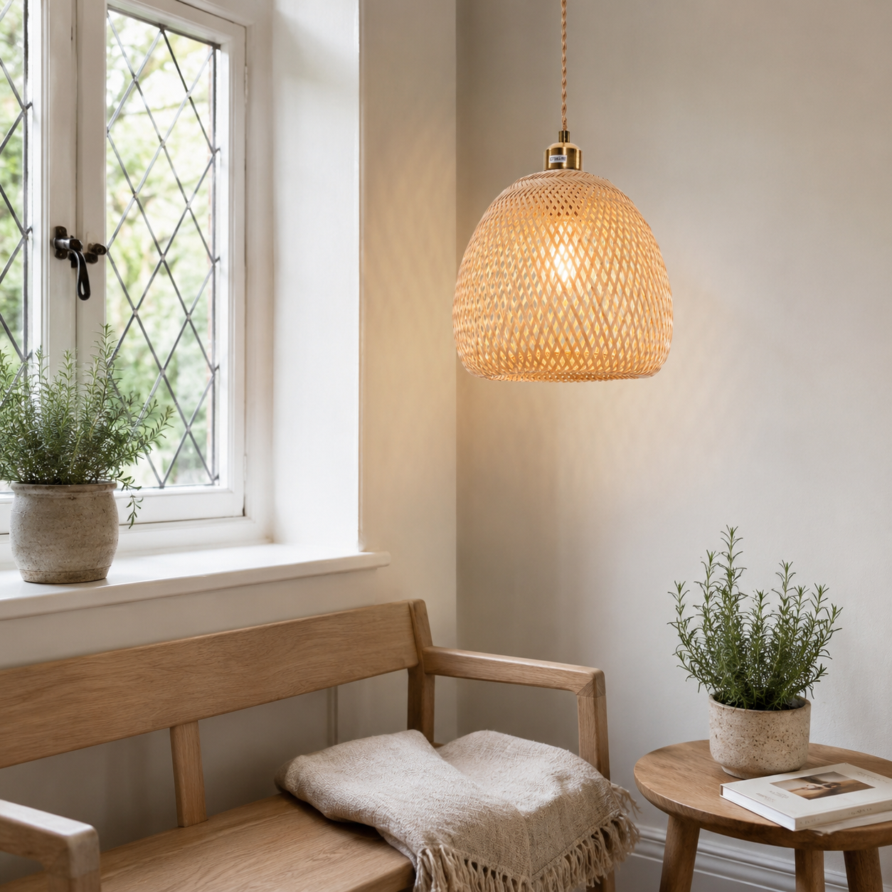 Handwoven Bamboo Pendant Light – Natural, Eco-Friendly Lighting for Cozy Spaces