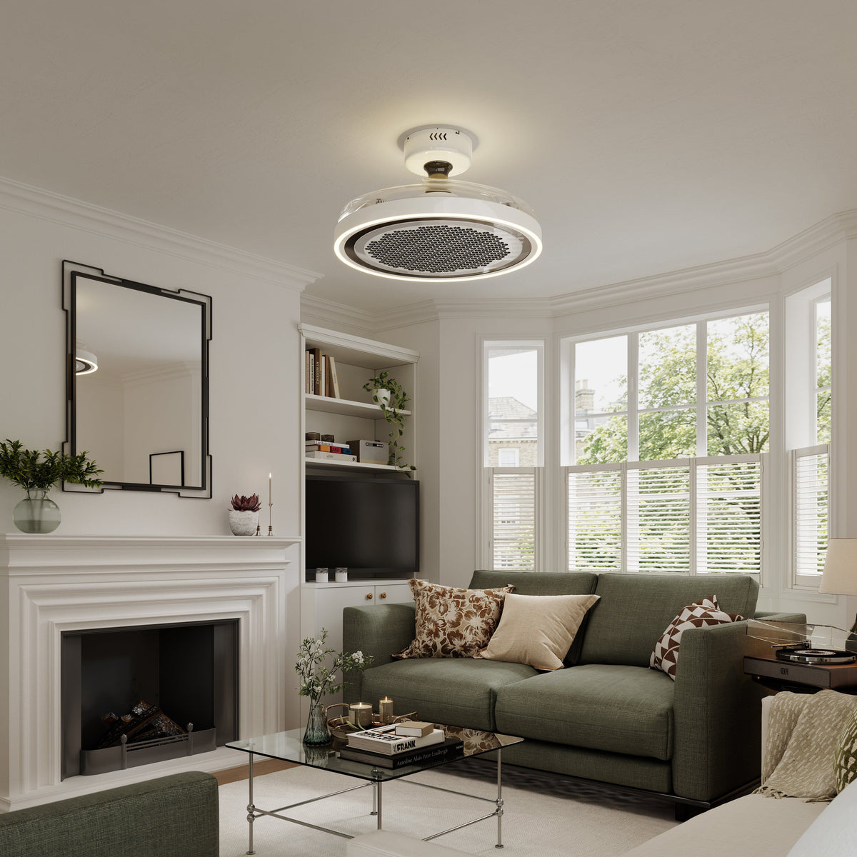 48 inch reversible ceiling fan with LED light shown as a clean product view