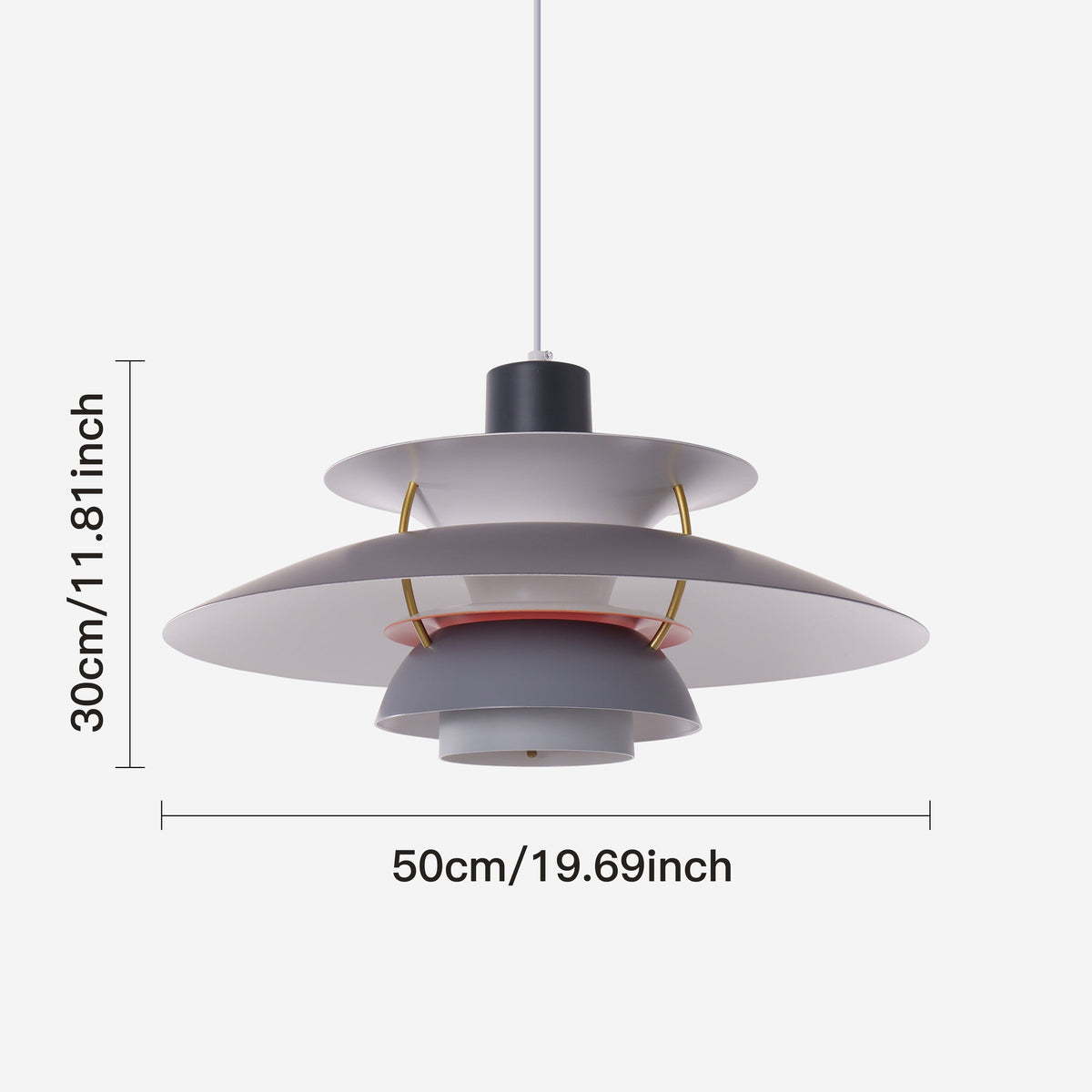 white layered minimalist pendant light beside a cosy seating area