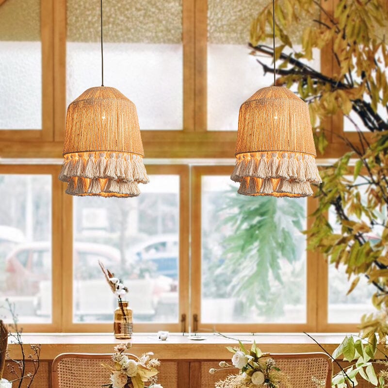 Lightsin Bohemian Creative Tassel Handmade Hemp Rope Pendant Light Lightsin UK