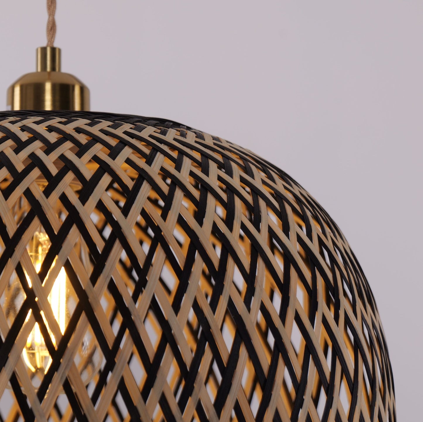 Living Nest UK Modern Black and Natural Bamboo Handwoven Pendant Light Living Nest UK