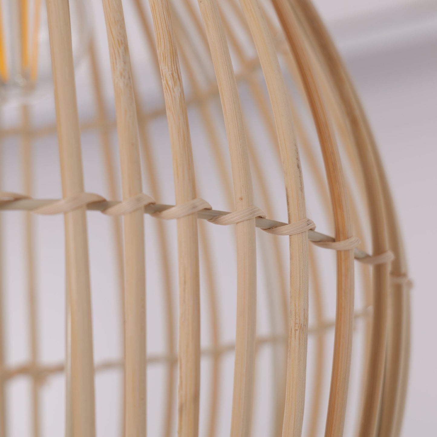 Lightsin Natural Rattan and Bamboo Pendant Light with Iron Frame Living and Home