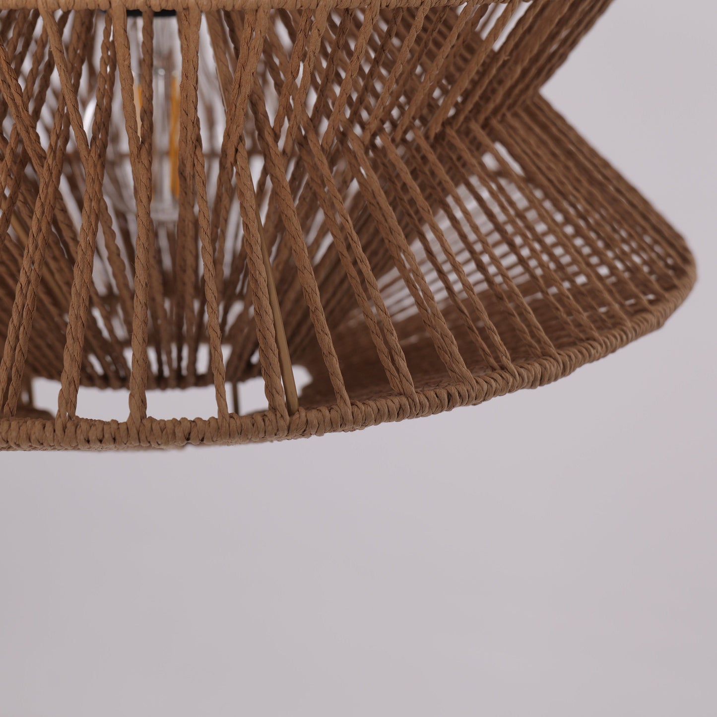 Lightsin Khaki Handwoven Paper Rope Pendant Light with Iron Frame Lightsin UK