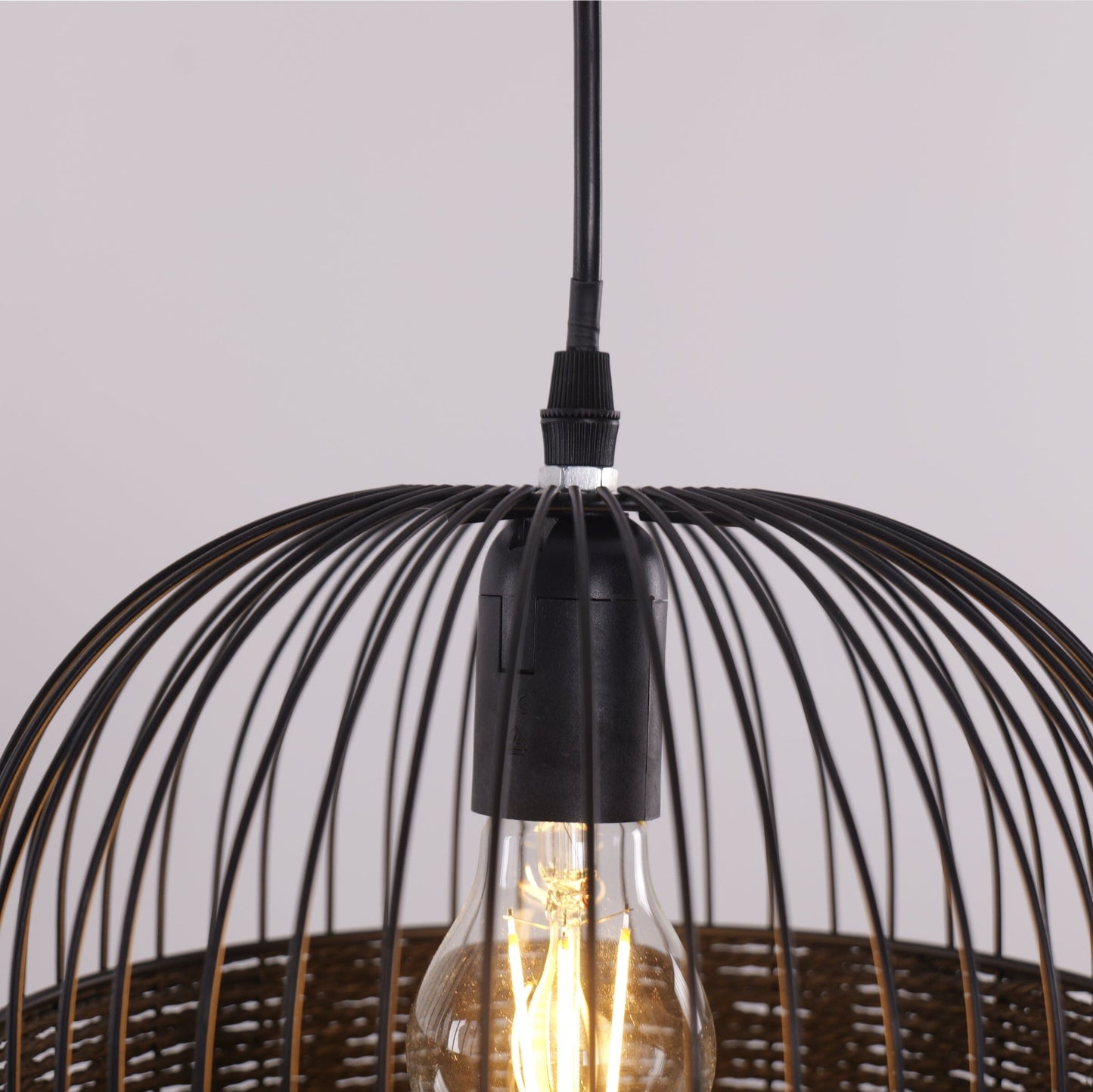 Lightsin Black Handcrafted Pendant Light Industrial Rattan Design for Home D¨¦cor Lightsin UK