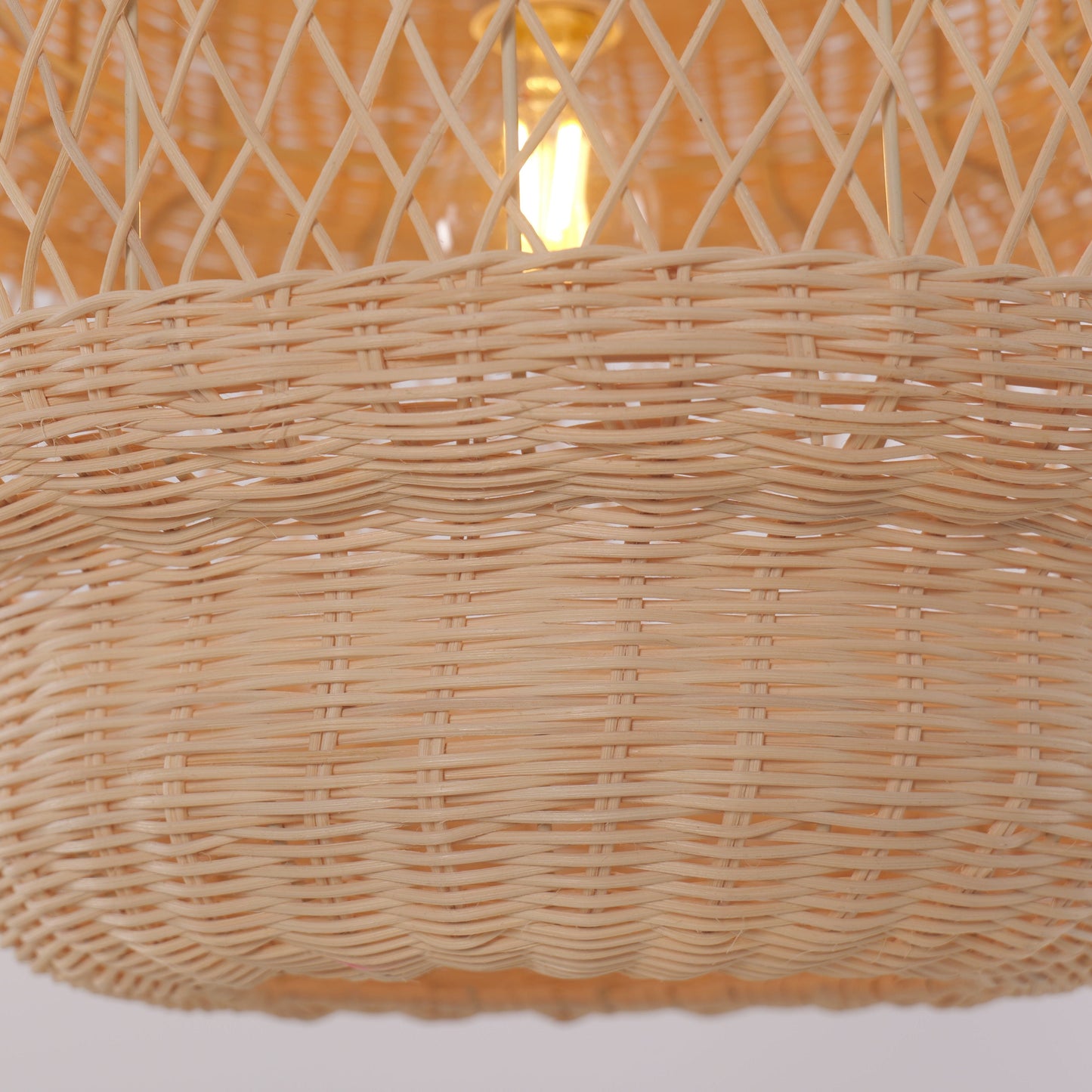 Lightsin Japanese Hollow Weave Rattan Pendant Light Warm Brown Elegance Lightsin UK