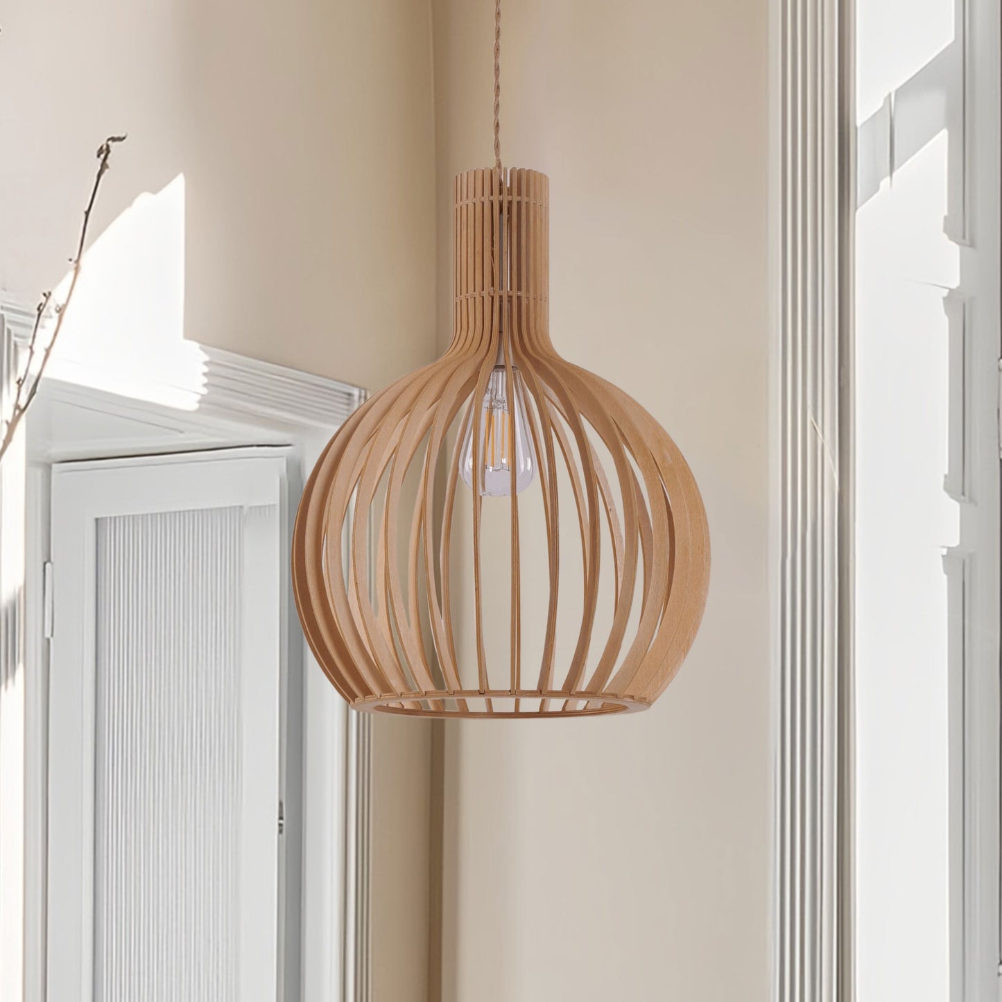 Lightsin Scandinavian LED Wooden Birdcage Pendant Light Lightsin UK
