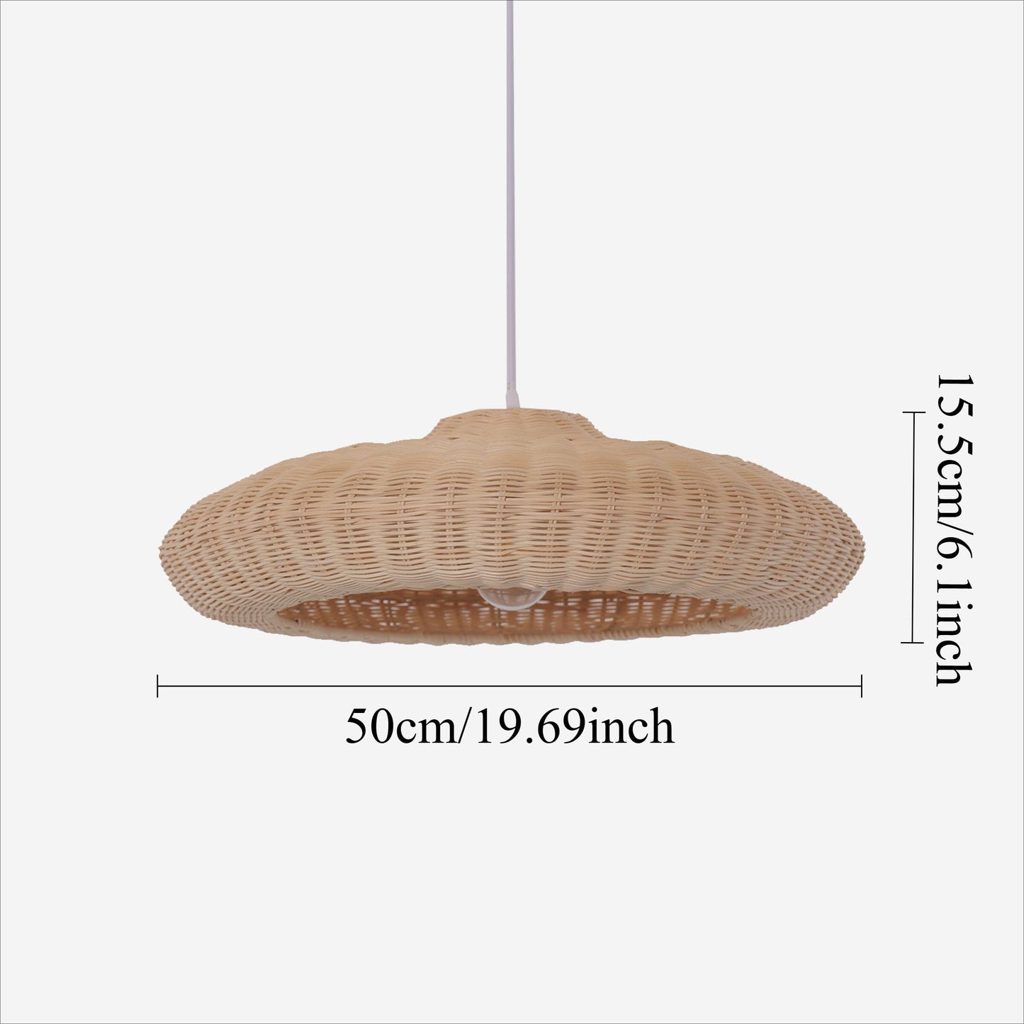 Lightsin Japanese Shell-Inspired Rattan Pendant Light Natural Serenity Lightsin UK