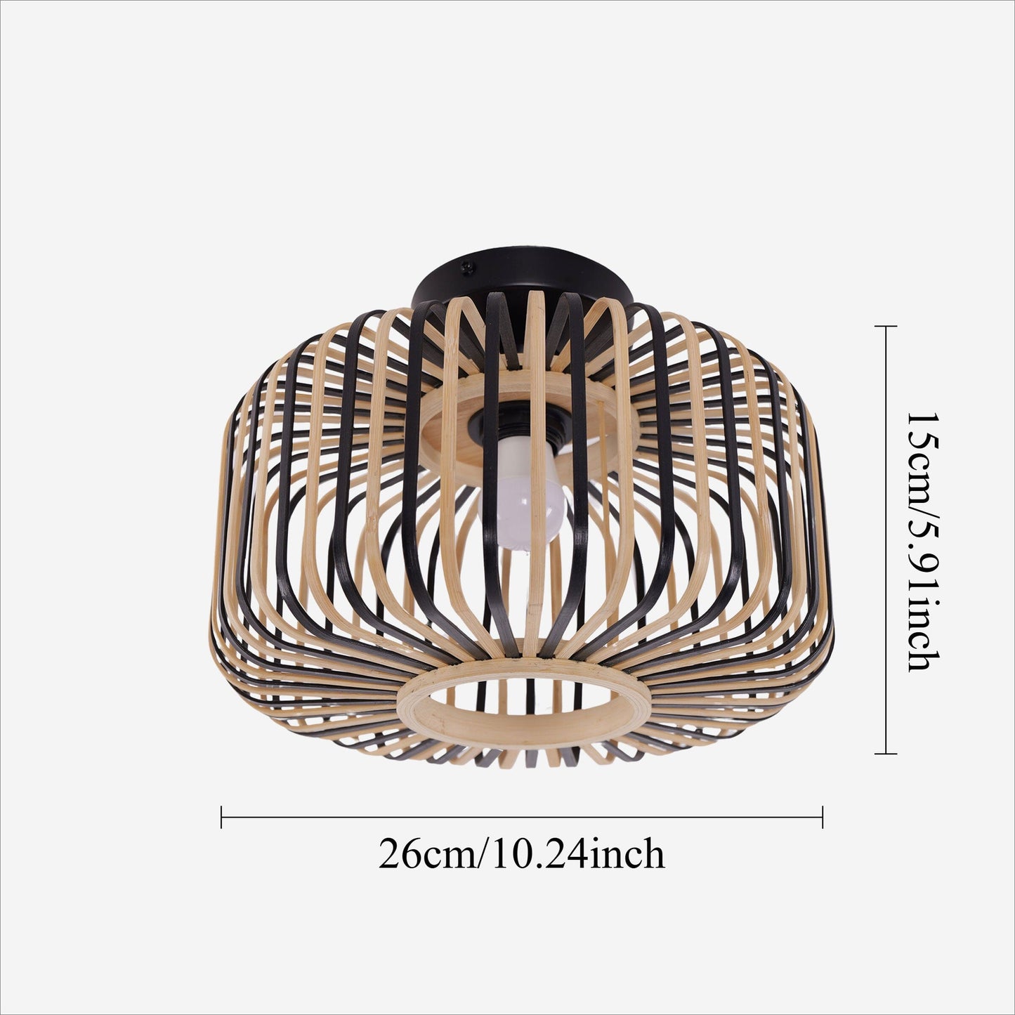 Modern Black Handwoven Bamboo Ceiling Light Lightsin UK