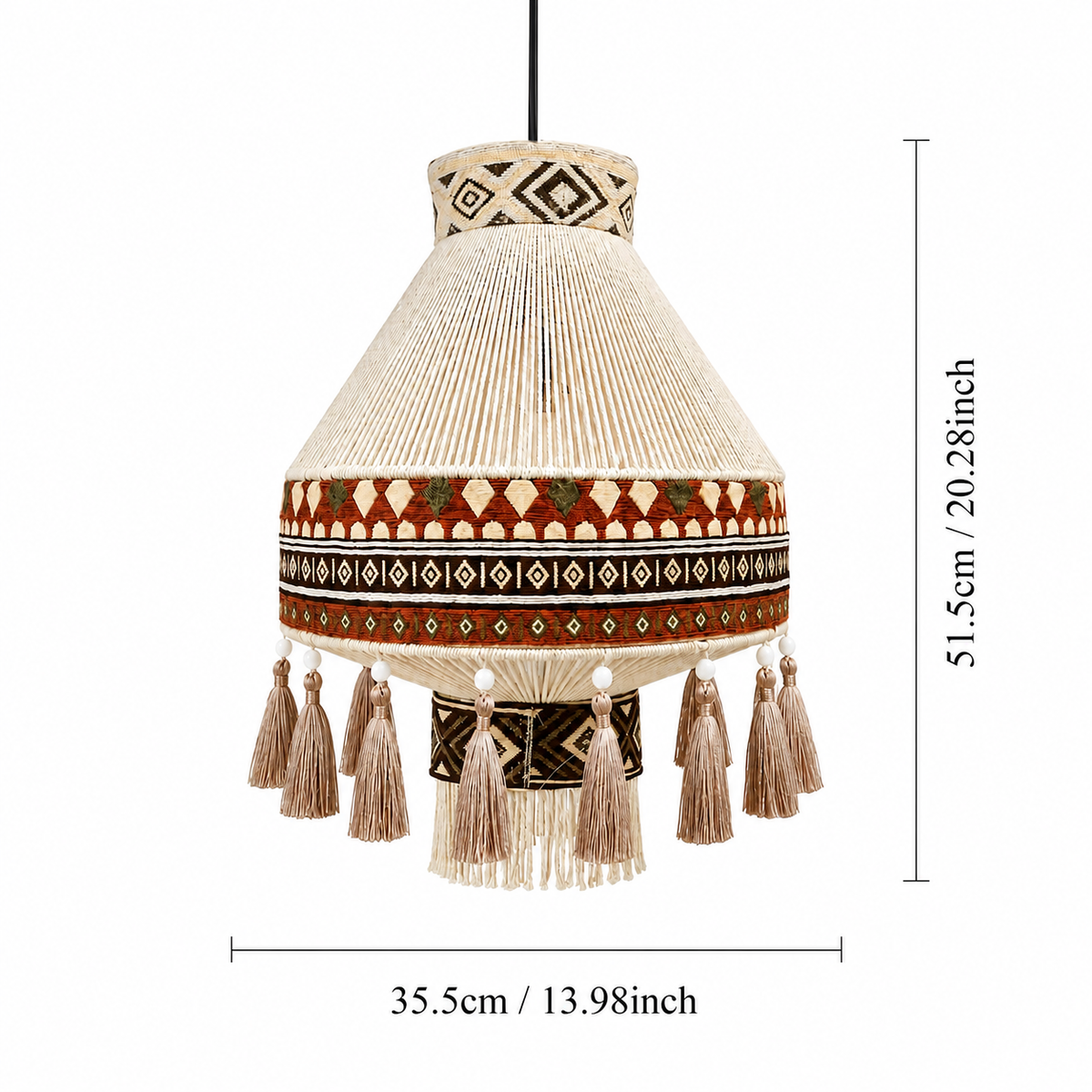 Bohemian Fringe Pendant Light with Detachable Ethnic Design