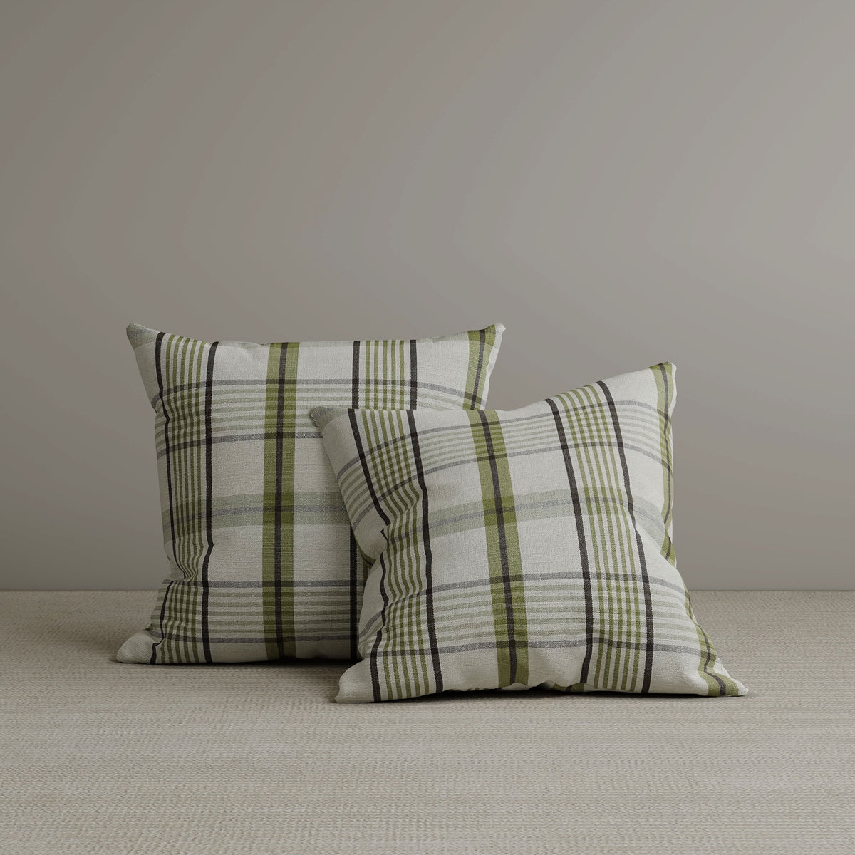 Square Exclusive Design Cushion in Moss Green Plaid Cotton Linen, 45*45CM Cottonfy UK