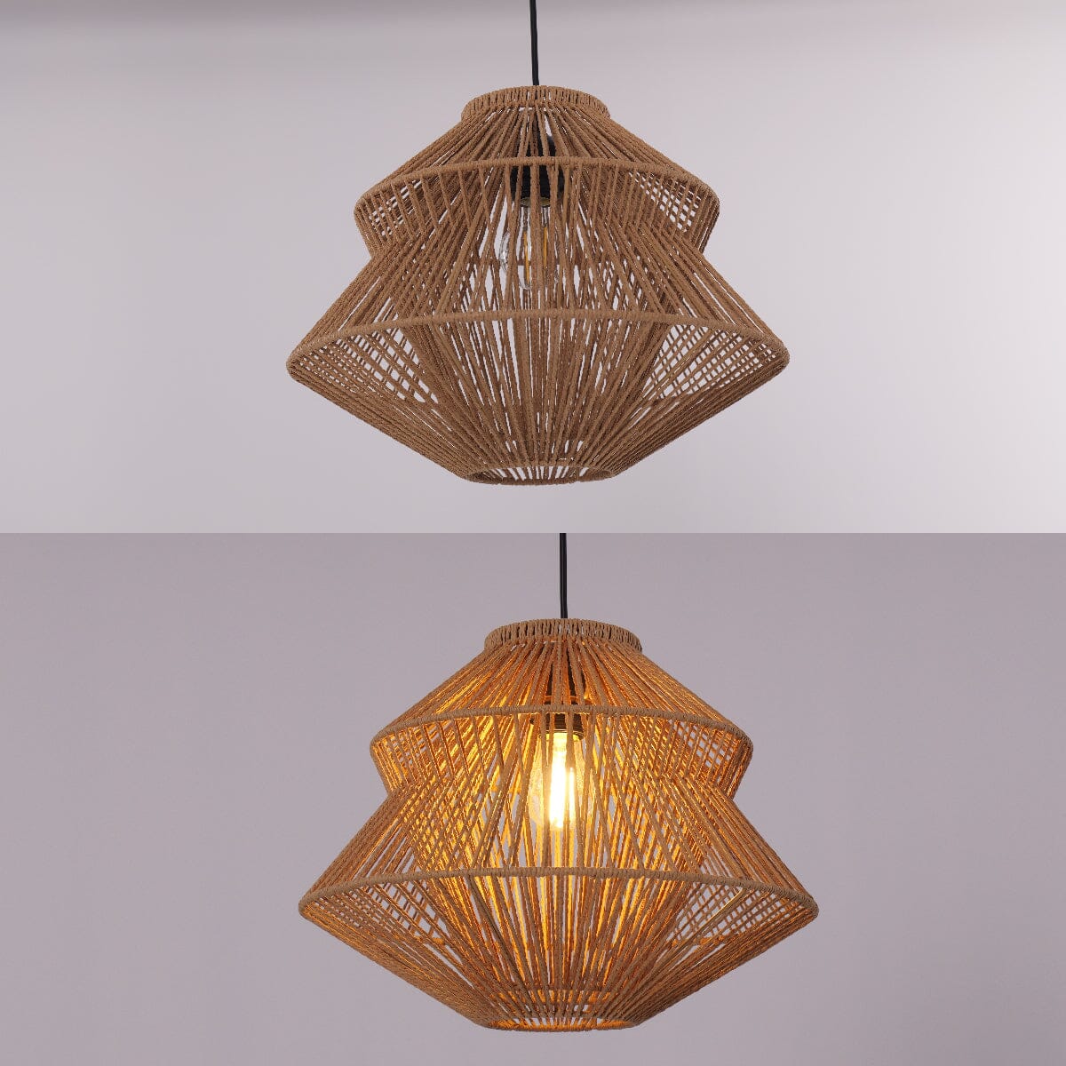 Lightsin Khaki Handwoven Paper Rope Pendant Light with Iron Frame Lightsin UK