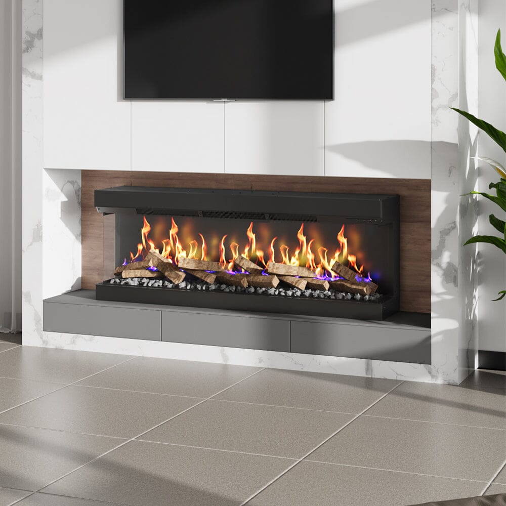 40/50/60/70inch 3-Sided Panoramic Smart Electric Fireplace with Customizable Flame & Heating Control Living and Home 60 inch Version A (12 Flame Colours)