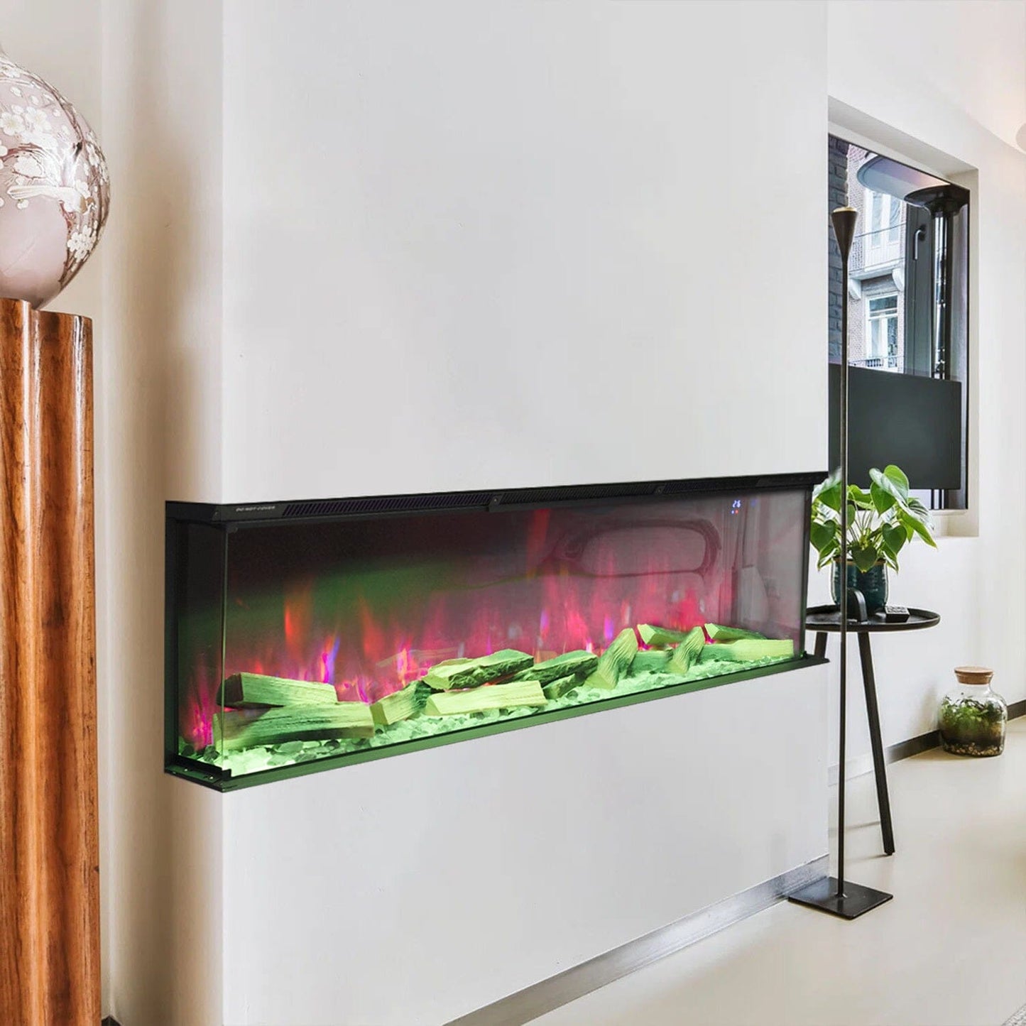 3-Sided Panoramic Smart Electric Fireplace with Customizable Flame & Heating Control Living and Home
