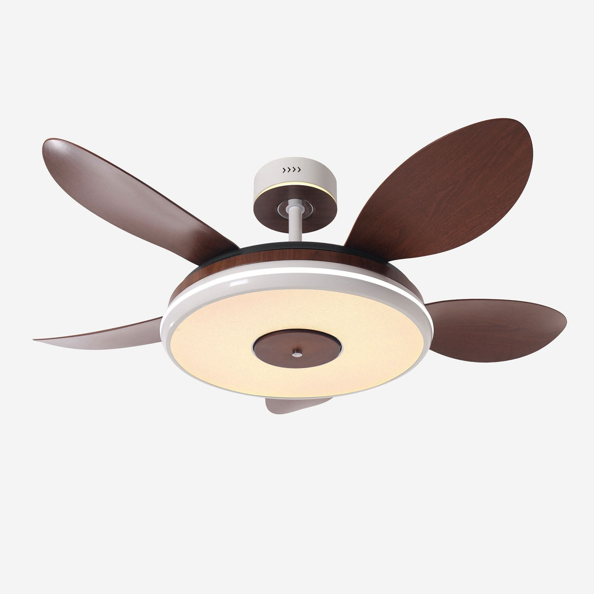 48 inch ceiling fan with dimmable LED light in a neutral lounge setting
