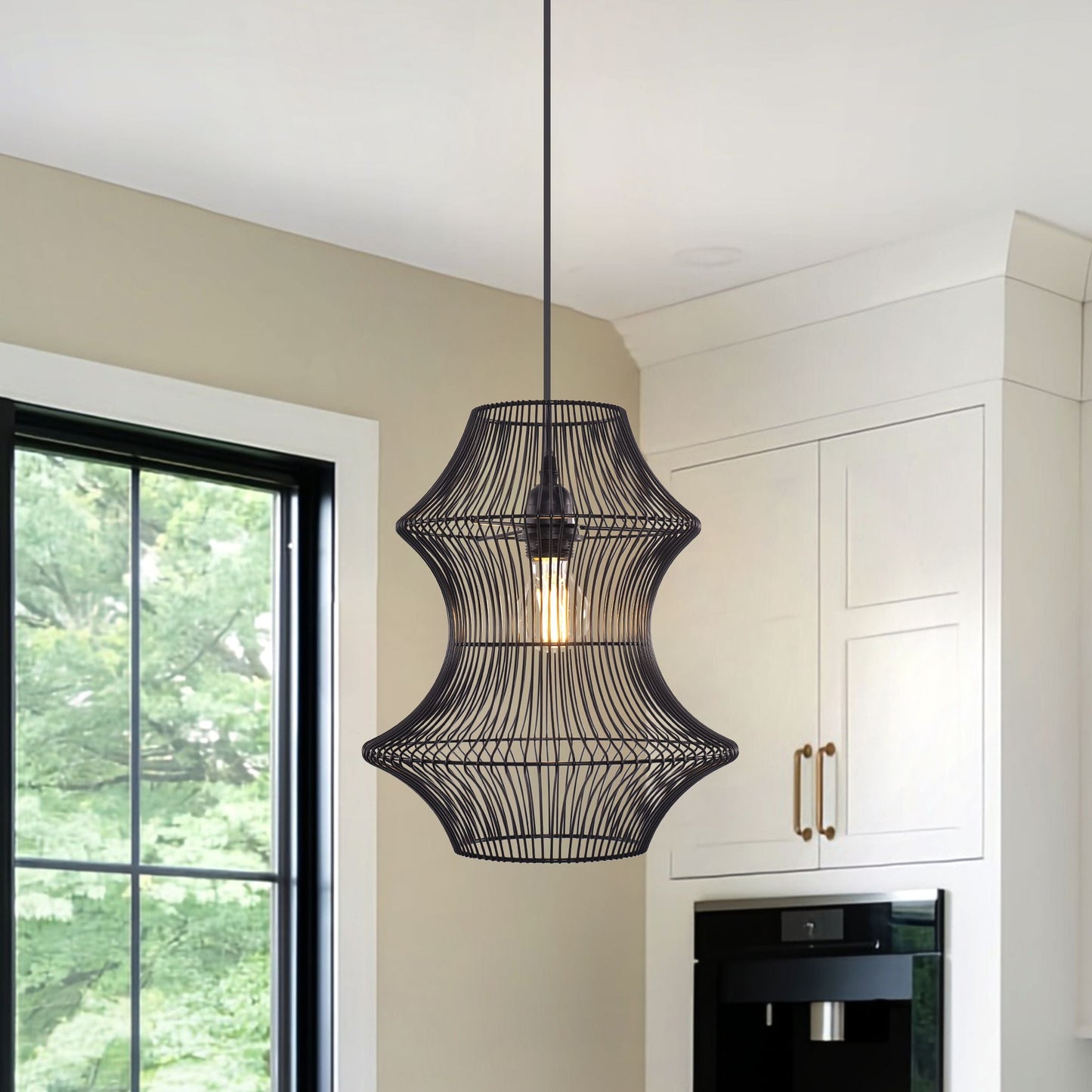 Lightsin Industrial Black Iron Pendant Light with Hourglass Shape Lightsin UK