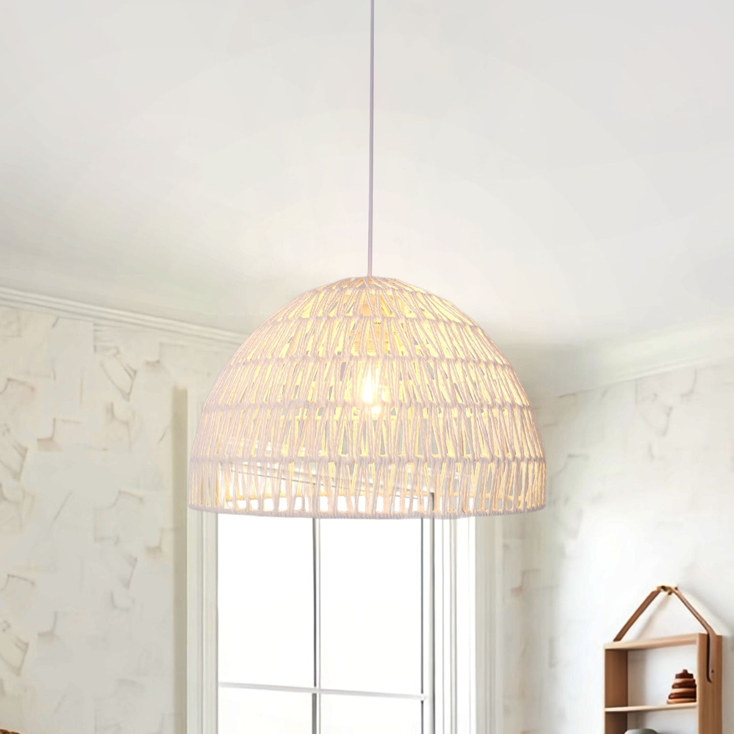 Lightsin Eco-Friendly White Handwoven Paper Rope Pendant Light Lightsin UK