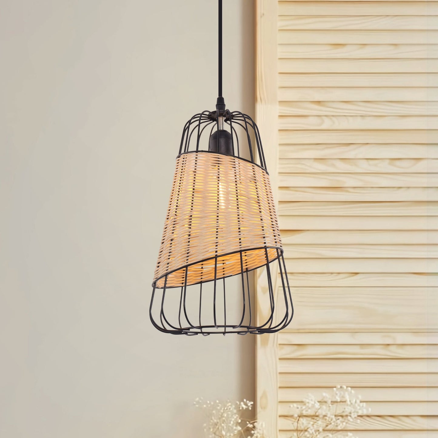 Living Nest UK Lantern-Inspired Rattan Ceiling Light for Cozy Natural Elegance Living Nest UK