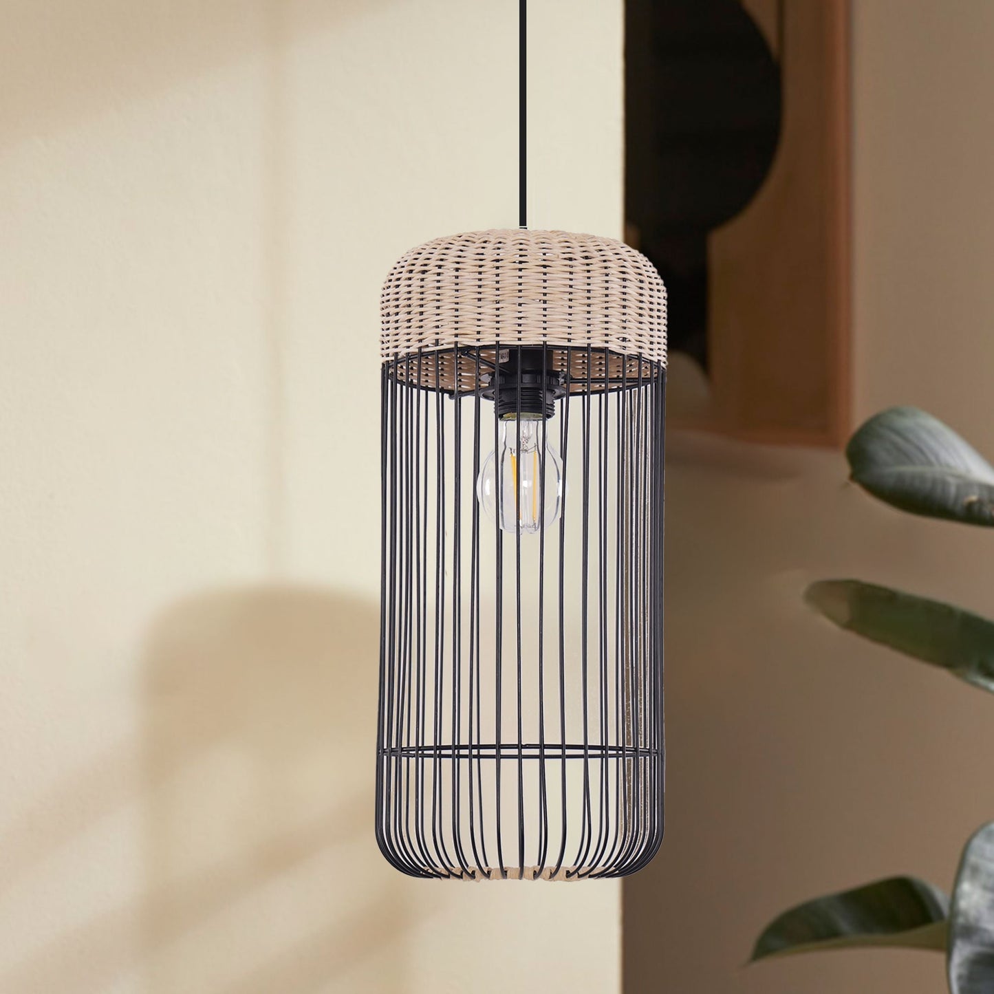 Lightsin Woven Rattan Cylinder Pendant Light for Warm and Inviting Spaces Lightsin UK