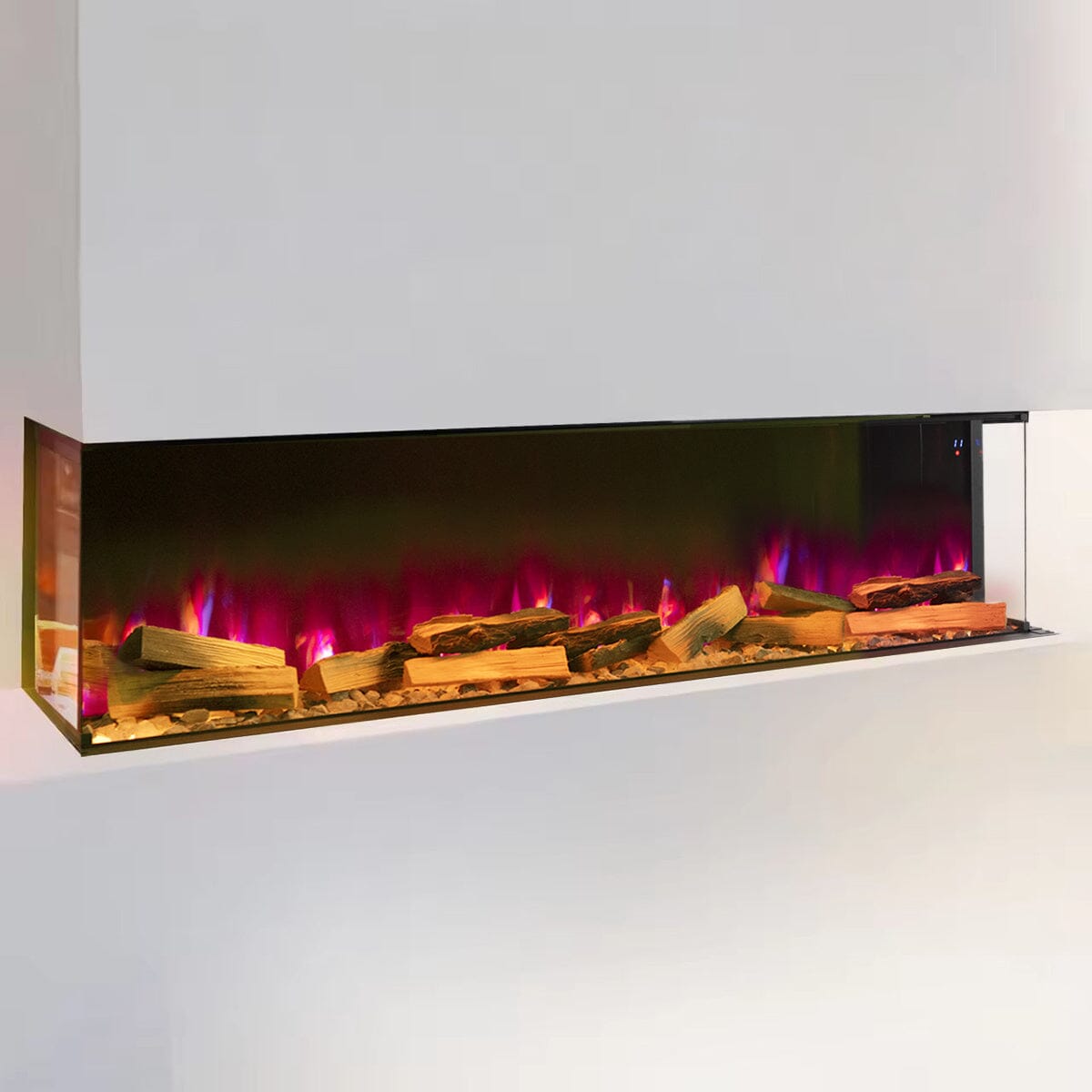 3-Sided Panoramic Smart Electric Fireplace with Customizable Flame & Heating Control Living and Home