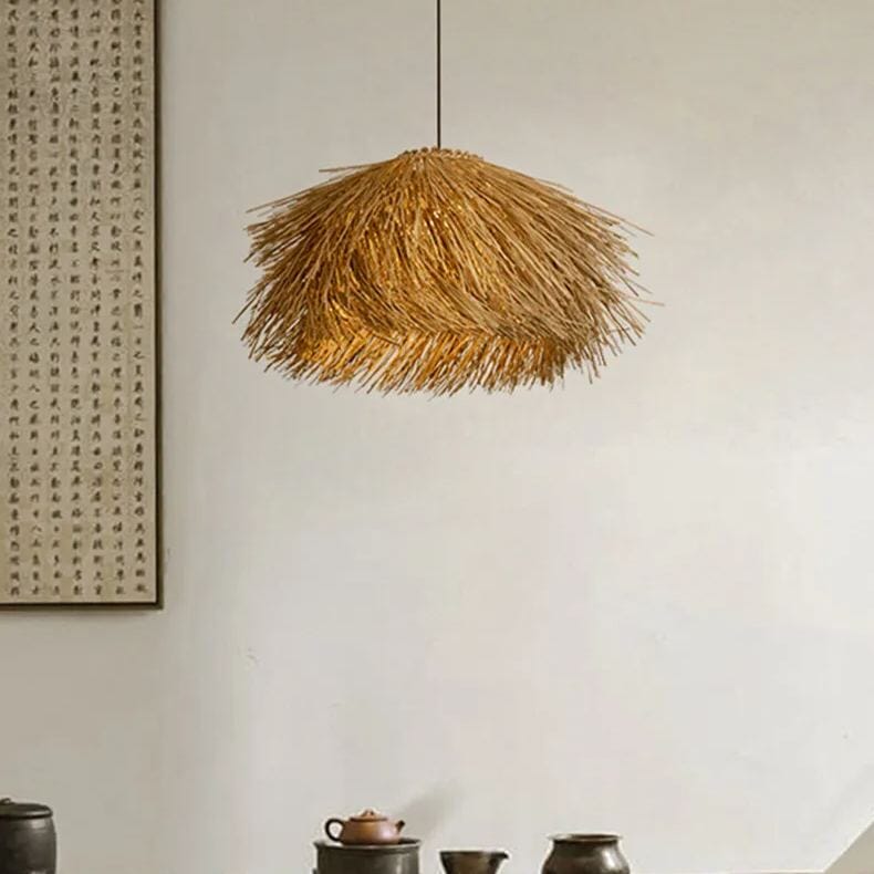 Lightsin Straw Stack Shaped Rattan Woven Pendant Light Lightsin UK 40cm Dia×25cm H
