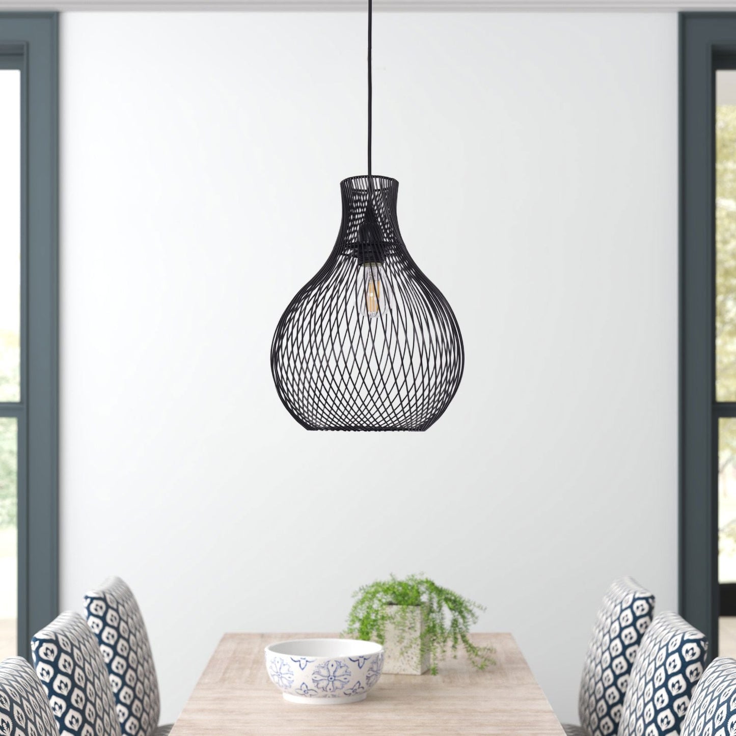 Lightsin Minimalist Black Wire Cage Pendant Light for Home Decor Lightsin UK