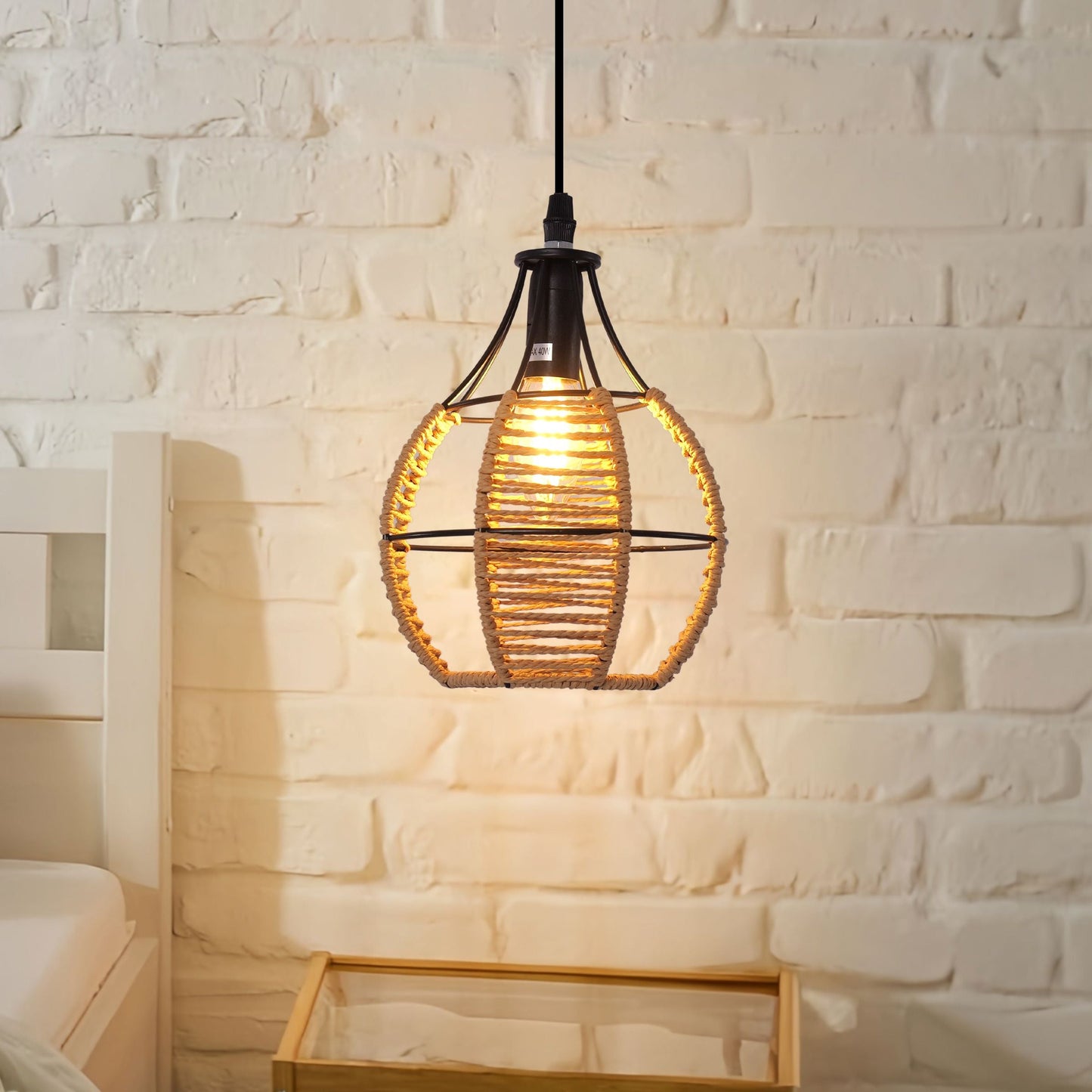 Living Nest UK Woven Paper Rope Pendant Light for Cozy Elegance and Timeless Charm Living Nest UK