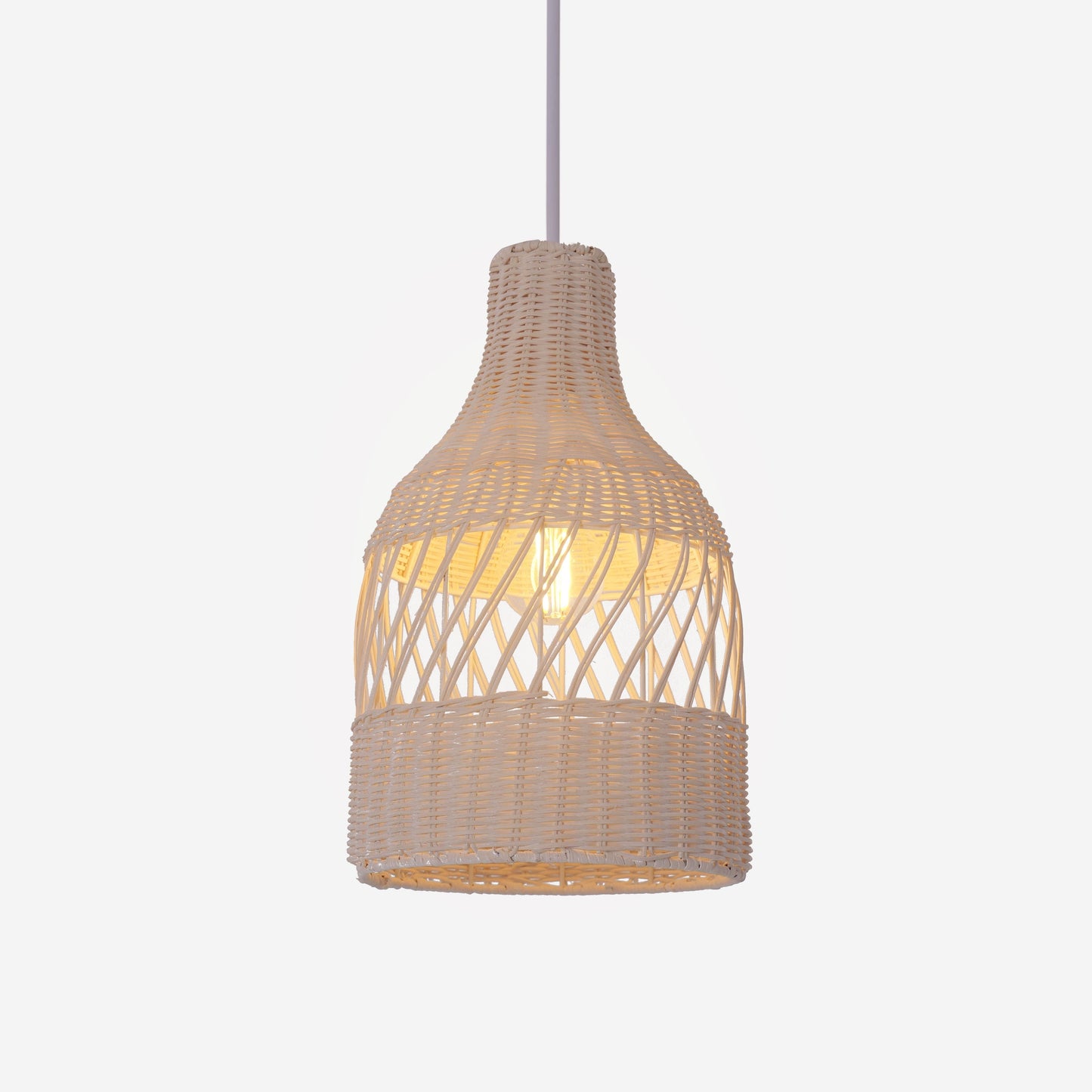 Lightsin Sustainable Handwoven White Rattan Light Fixture Lightsin UK