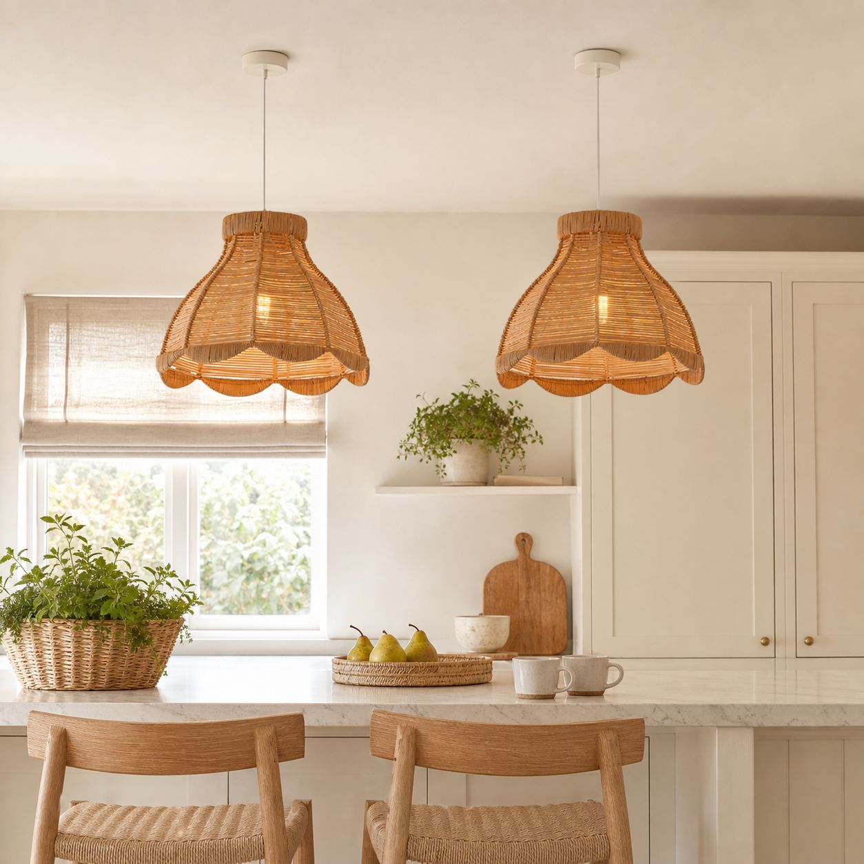 Lightsin Japanese-Inspired Petal Bloom Rattan Woven Pendant Light Lightsin UK 