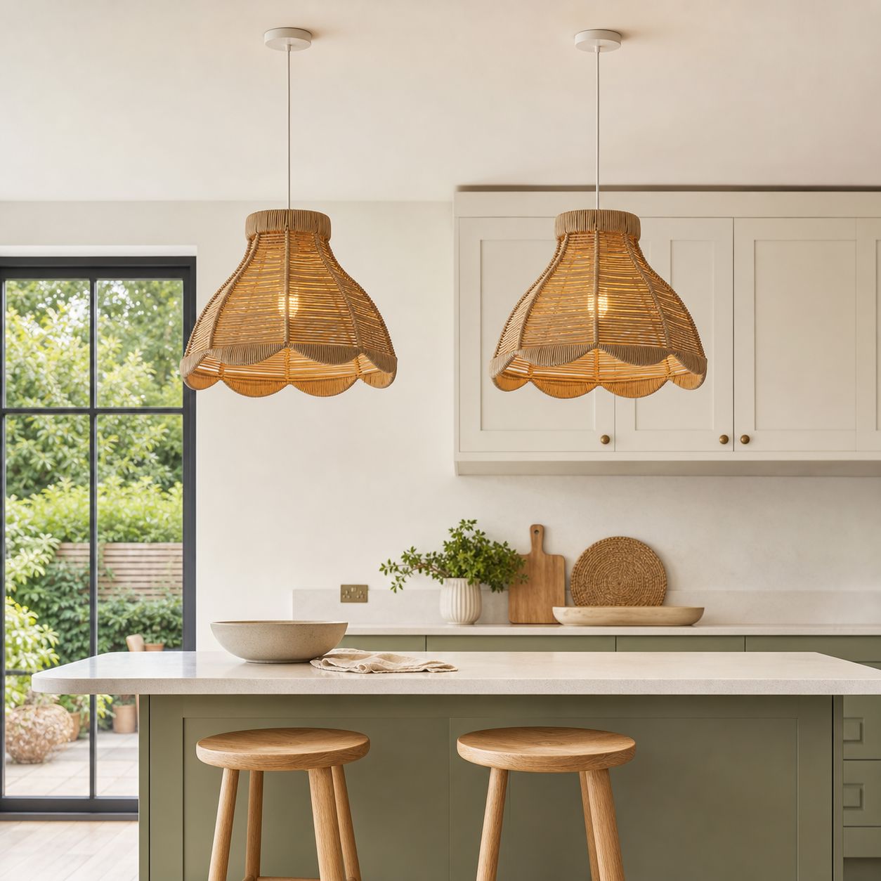 Lightsin Japanese-Inspired Petal Bloom Rattan Woven Pendant Light Lightsin UK 
