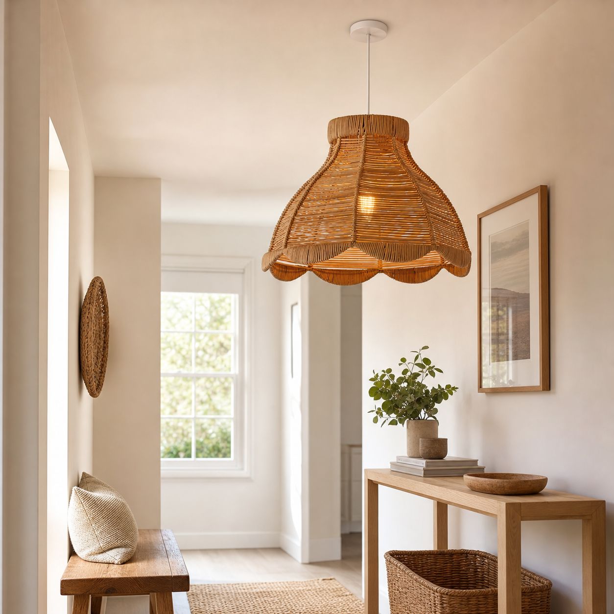 Lightsin Japanese-Inspired Petal Bloom Rattan Woven Pendant Light Lightsin UK 