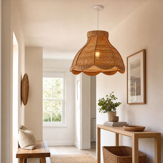 Lightsin Japanese-Inspired Petal Bloom Rattan Woven Pendant Light Lightsin UK 