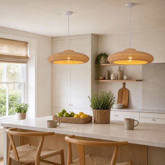 Lightsin Japanese Shell-Inspired Rattan Pendant Light Natural Serenity Lightsin UK 