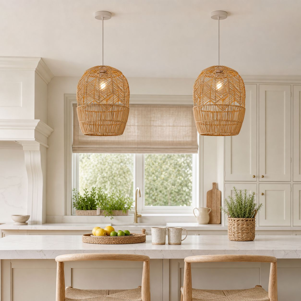 Lightsin Corrugated Elliptical Rattan Pendant Light for Living Room & Dining Room Lightsin UK 