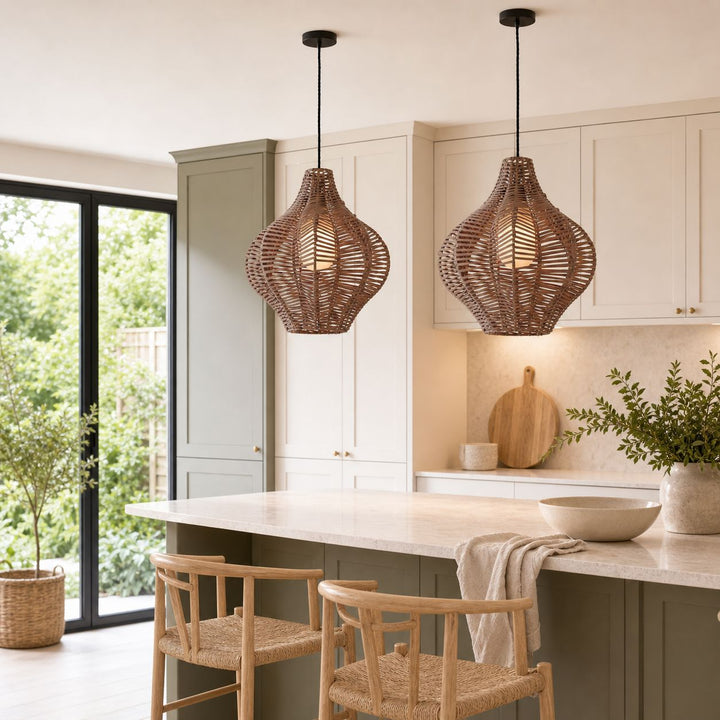 Lightsin Minimalist Handmade Wooden Rattan Pendant Light Lightsin UK 