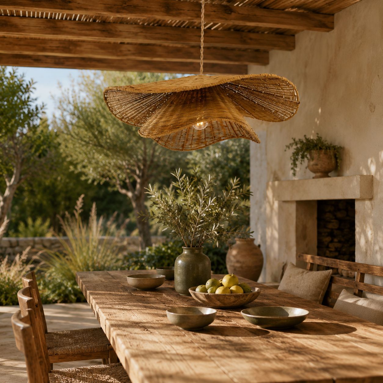 Lightsin Woven Rattan and Iron Pendant Light – Organic Ceiling Pendant Light for Dining Room, Living Room, and Modern Rustic Interiors Lightsin UK 