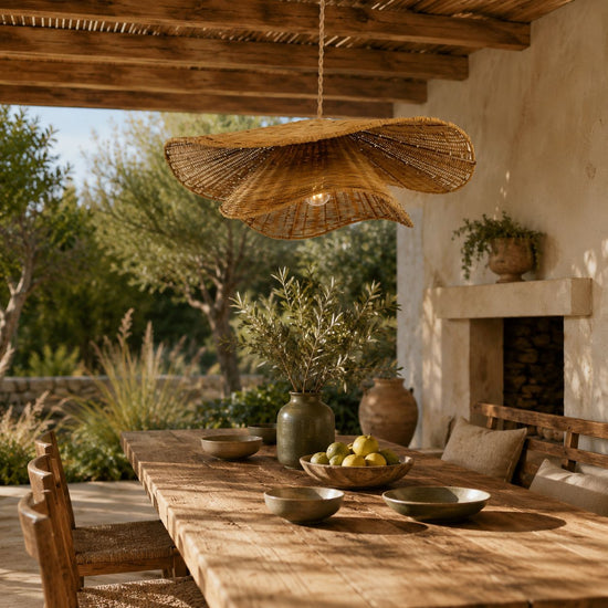 Lightsin Woven Rattan and Iron Pendant Light – Organic Ceiling Pendant Light for Dining Room, Living Room, and Modern Rustic Interiors Lightsin UK 