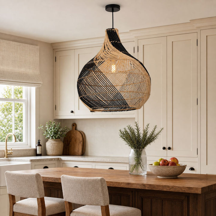 Lightsin Japanese Simple Vase Shaped Handwoven Rattan Pendant Light Lightsin UK 