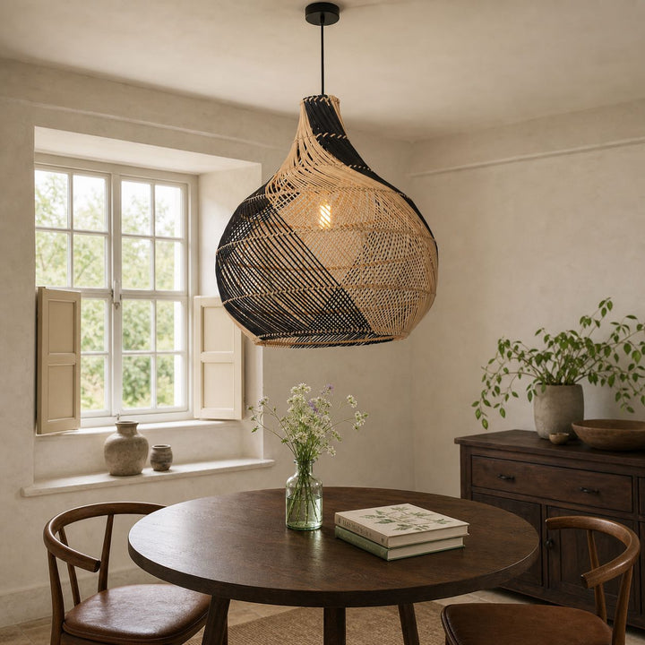 Lightsin Japanese Simple Vase Shaped Handwoven Rattan Pendant Light Lightsin UK 