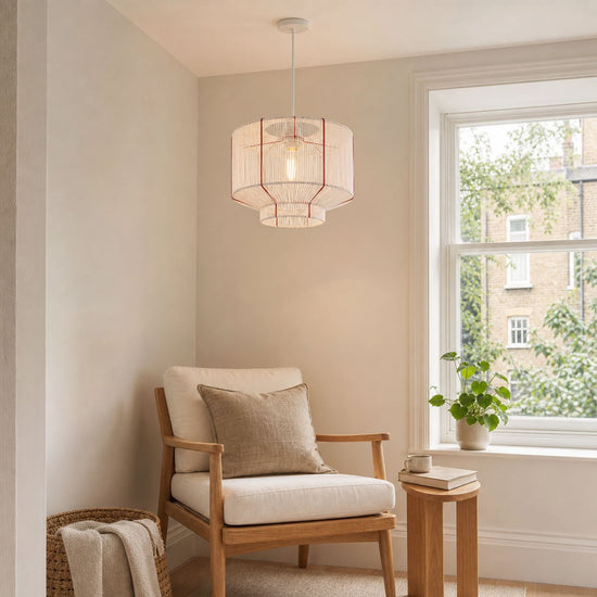 Lightsin Modern Handwoven White Paper Rope Pendant Light for Cozy Interiors Lightsin UK 