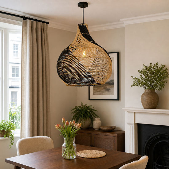 Lightsin Japanese Simple Vase Shaped Handwoven Rattan Pendant Light Lightsin UK 