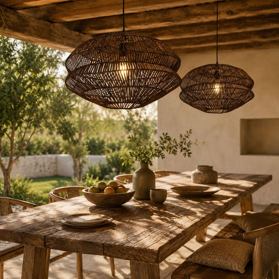 Lightsin Eco Friendly Rattan Pendant Light Handwoven Rustic Farmhouse Ceiling Light Lightsin UK 
