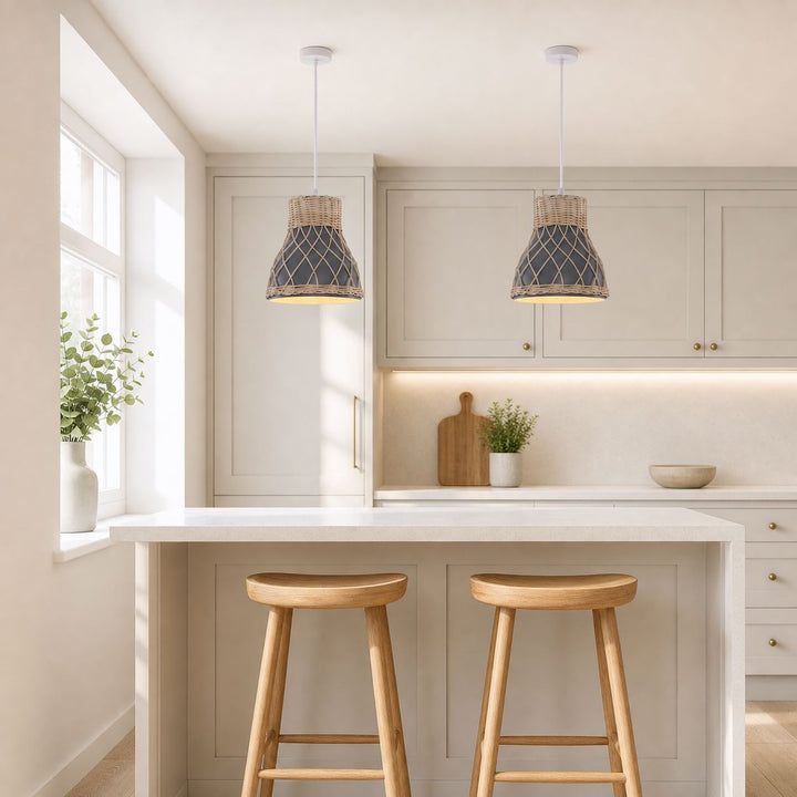 Lightsin Modern Rattan Pendant Light Available in Grey, Pink, and White Lightsin UK 
