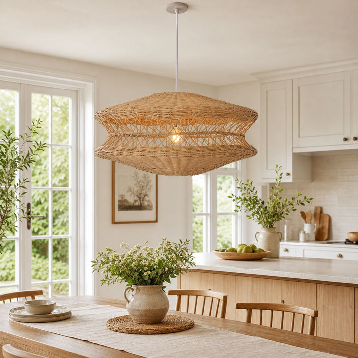 Lightsin Bohemian Wicker Hanging Lamp with Layered Woven Structure Lightsin UK 