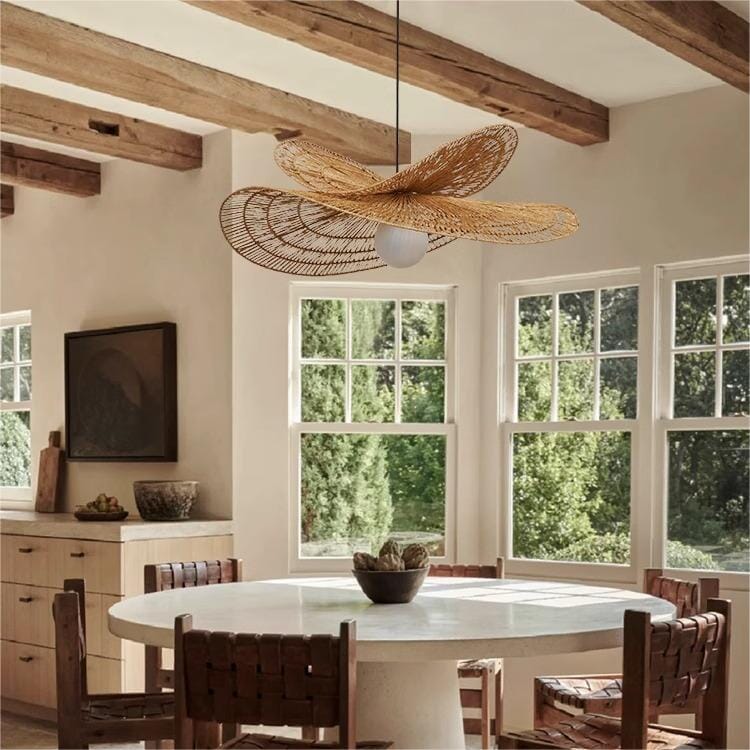 Lightsin Vintage Countryside Rattan Craft Handwoven Creative Pendant Light Fixtures Lightsin UK 